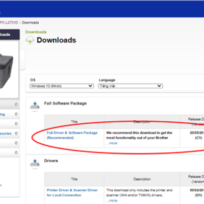 Hướng dẫn tải Driver Brother MFC-L2701D