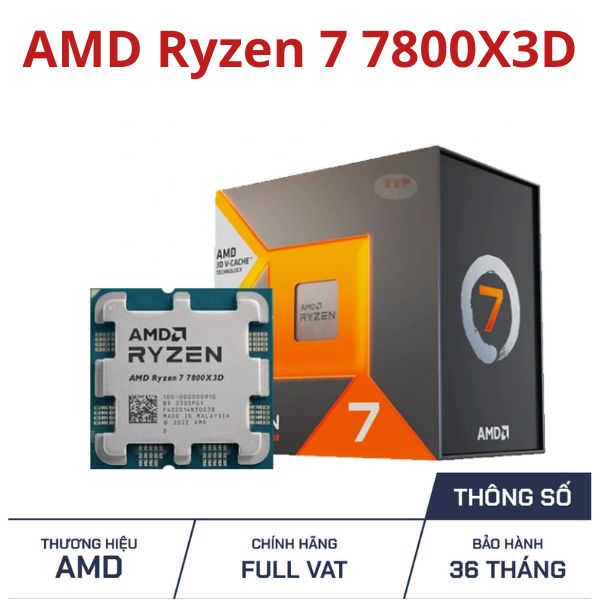 CPU AMD Ryzen 7 7800X3D 4.2Ghz Up to 5.0Ghz