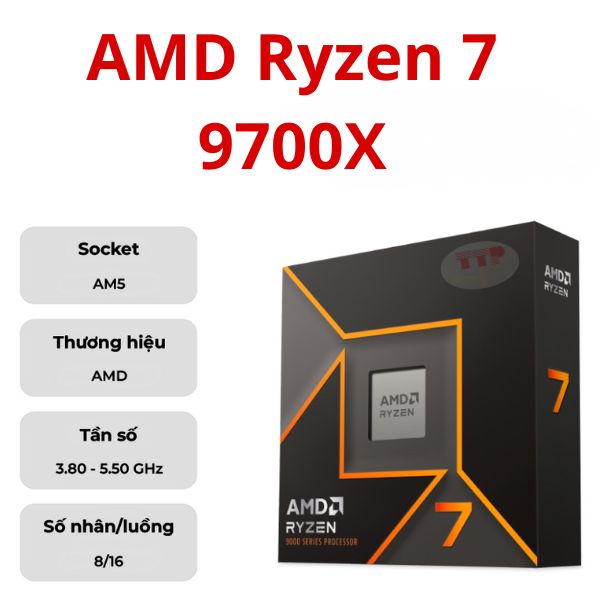 CPU AMD Ryzen 7 9700X 3.8Ghz Up to 5.5Ghz