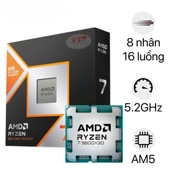 CPU AMD Ryzen 7 9800X3D 4.7Ghz Up to 5.2Ghz