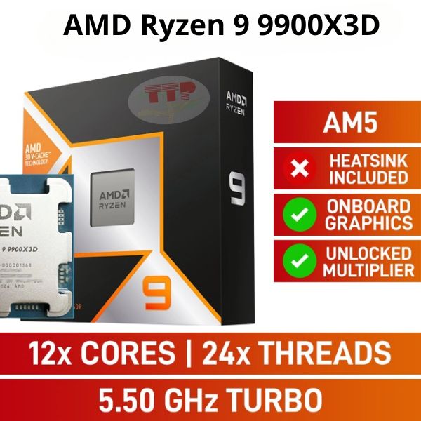 CPU AMD Ryzen 9 9900X3D 4.4Ghz Up to 5.5Ghz