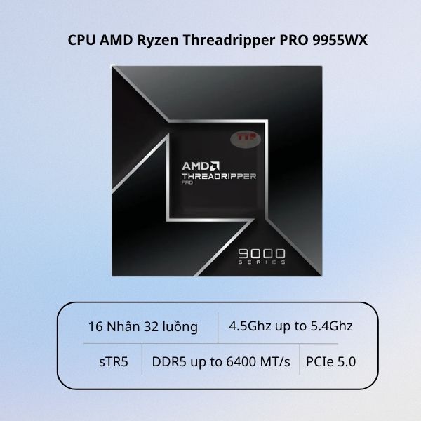 CPU AMD Ryzen Threadripper PRO 9955WX 4.5Ghz up to 5.4Ghz