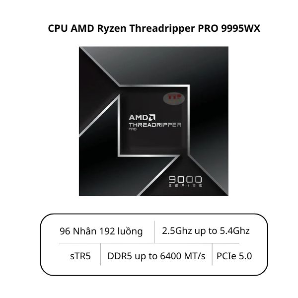 CPU AMD Ryzen Threadripper PRO 9995WX 2.5Ghz up to 5.4Ghz