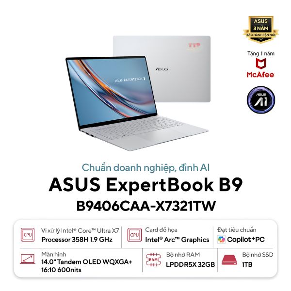 Laptop ASUS ExpertBook B9 B9406CAA-X7321TW Ultra X7 358H