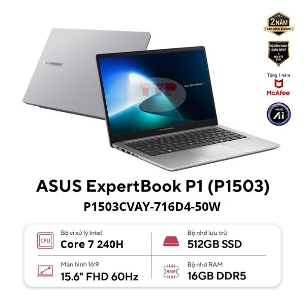 Laptop ASUS ExpertBook P1 P1503CVAY-716D4-50W Core 7 240H