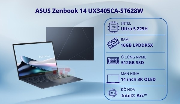 Laptop ASUS Zenbook 14 UX3405CA-ST628W Ultra 5 225H