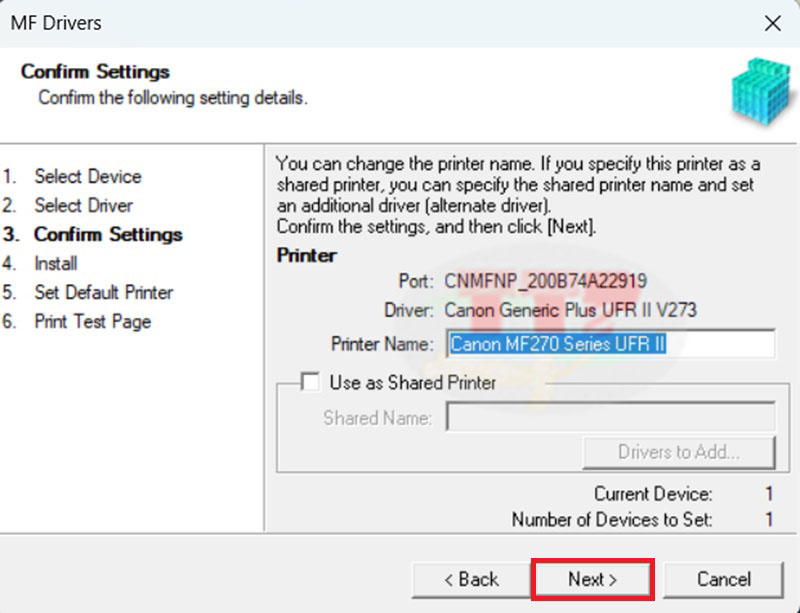 cài đặt driver Canon MF272Dw