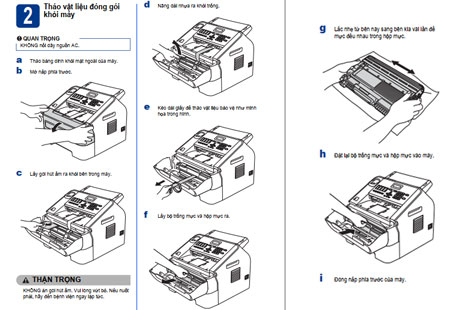 Tháo vật liệu đóng gói brother 2840