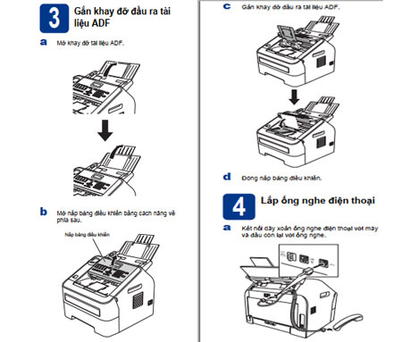 Gắn khay ADF và Tai nghe