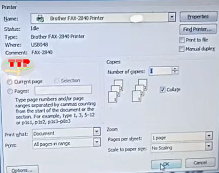 In từ máy fax Brother 2840