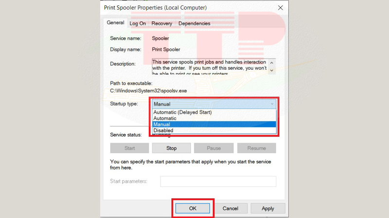 Bước 4 - Sửa lỗi máy in không in được lỗi Print Spooler