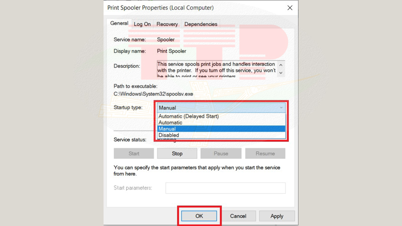 Bước 3 - Sửa lỗi máy in không in được lỗi Print Spooler