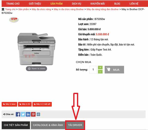 Hướng dẫn cài đặt Driver máy in Brother DCP B7535Dw 7520Dw 7715Dw TTP