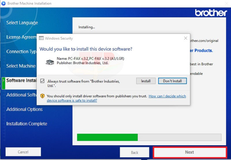 Hướng dẫn cài đặt Driver Brother L8340Cdw - Bước 7