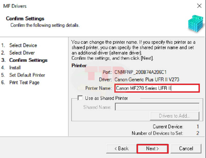 Hướng dẫn Cài đặt Driver Canon MF275Dw - Bước 6