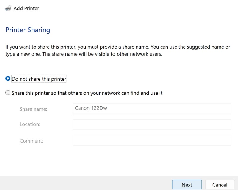 Cài đặt Driver máy in Canon LBP 122Dw bằng cách Add Printer TTP - Bước 8