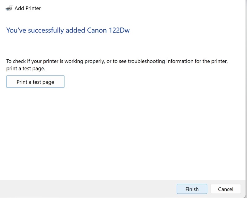 Cài đặt Driver máy in Canon LBP 122Dw bằng cách Add Printer TTP - Bước 9