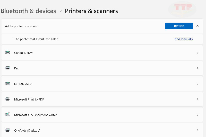 Cài đặt Driver máy in Canon LBP 122Dw bằng cách Add Printer TTP - Bước 2