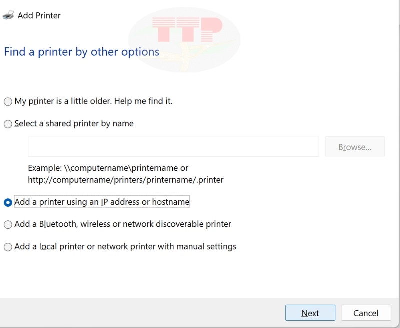 Cài đặt Driver máy in Canon LBP 122Dw bằng cách Add Printer TTP - Bước 4