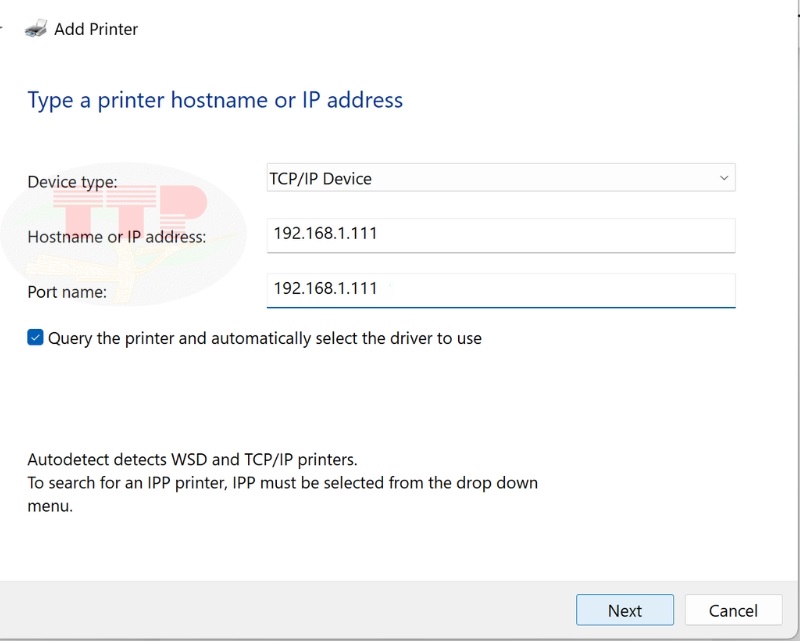 Cài đặt Driver máy in Canon LBP 122Dw bằng cách Add Printer TTP - Bước 5