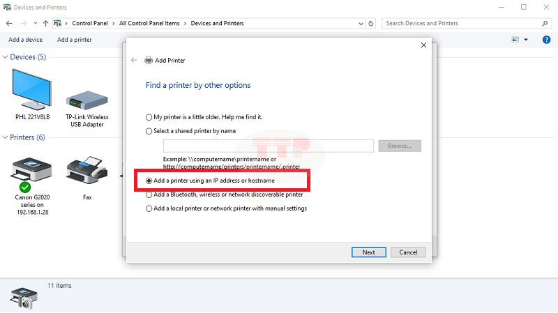 Cài đặt Driver máy in Canon LBP 121Dn bằng cách Add Printer Bước 5
