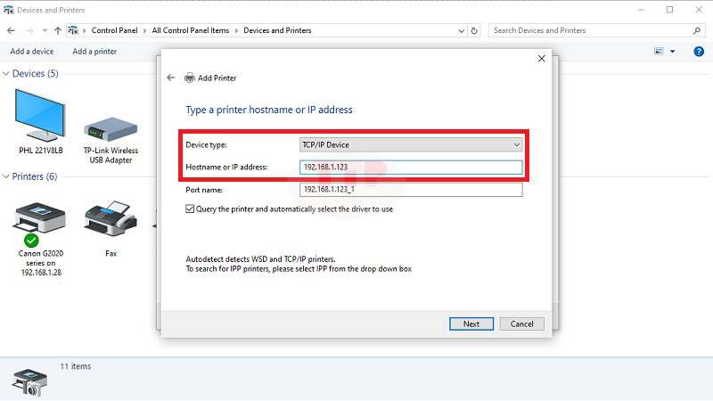 Cài đặt Driver máy in Canon LBP 121Dn bằng cách Add Printer Bước 5
