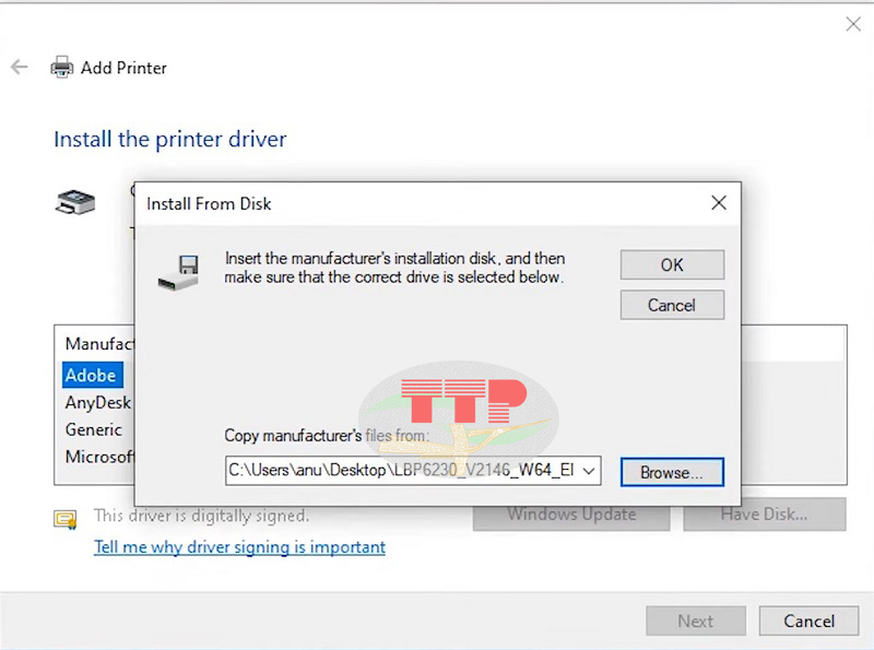 Cài đặt Driver máy in Canon LBP 6230Dn bằng cáp USB - Bước 5
