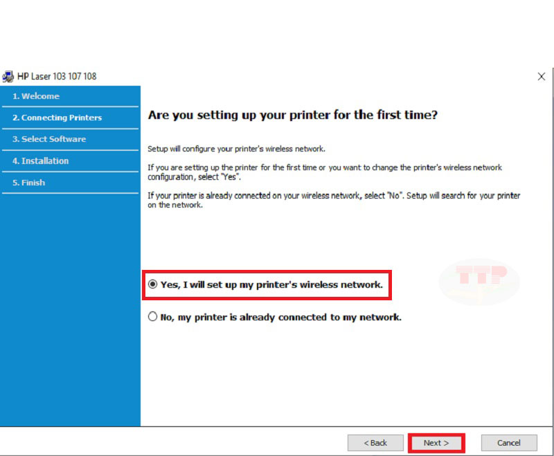 Hướng dẫn cài đặt Driver máy in Hp 108W TTP - Bước 5