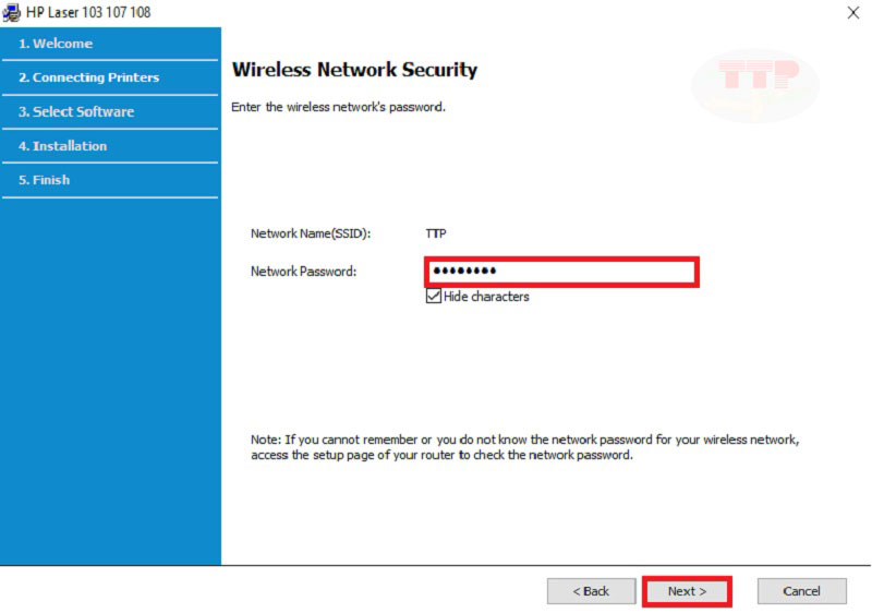 Hướng dẫn cài đặt Driver máy in Hp 108W TTP - Bước 8