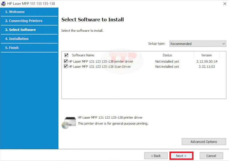 Cài đặt Driver HP 139Fnw trên máy tính TTP - Bước 7