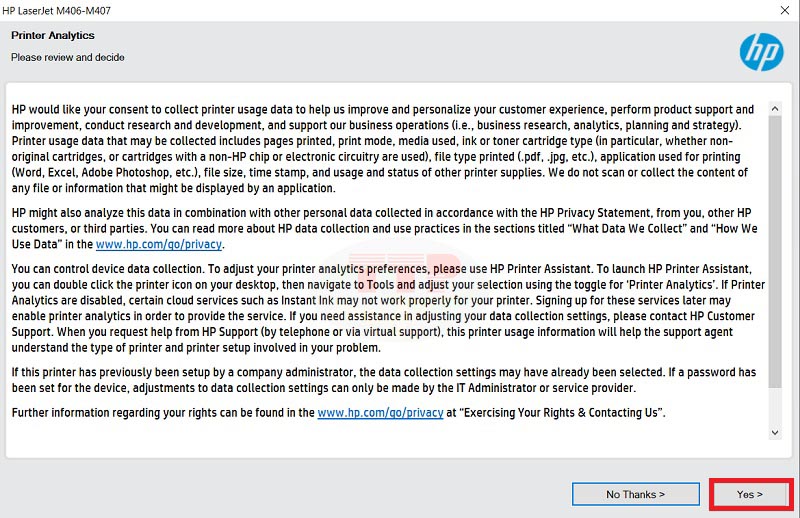 Hướng dẫn cài đặt Driver máy in HP M406Dn - Bước 4