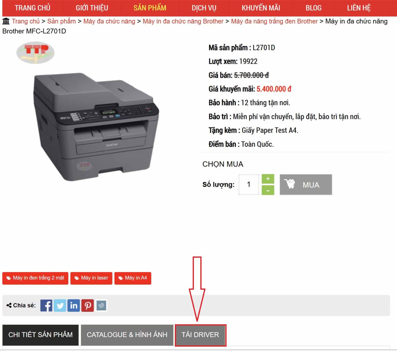 Hướng dẫn tải Driver Brother MFC-L2701D TTP