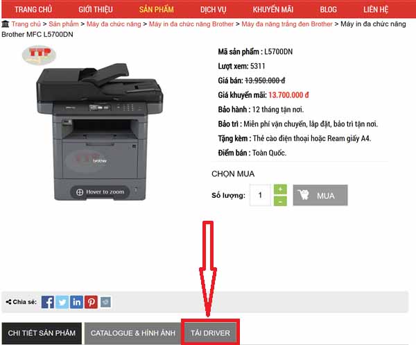 Hướng dẫn tải Driver Brother MFC-L5700Dn TTP
