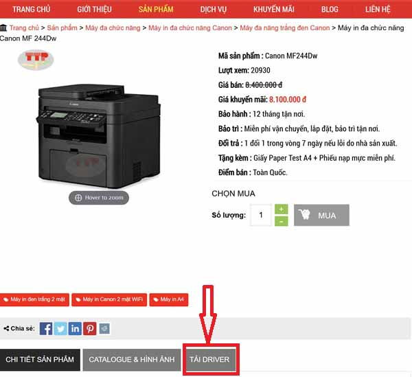 Hướng dẫn tải Driver Canon MF244Dw