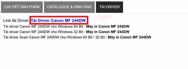 Hướng dẫn tải Driver Canon MF244Dw