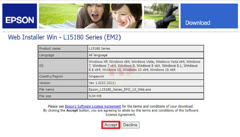 Hướng dẫn tải Driver máy in Epson L15180 - Bước 5
