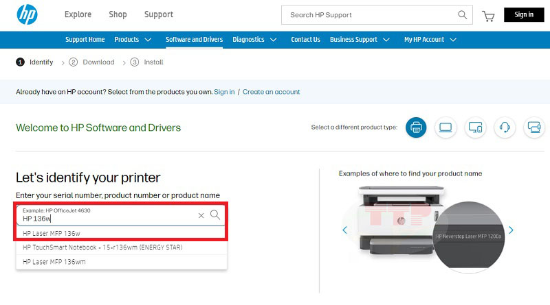 Hướng dẫn tải Driver HP 136W/ 136A TTP - Bước 2