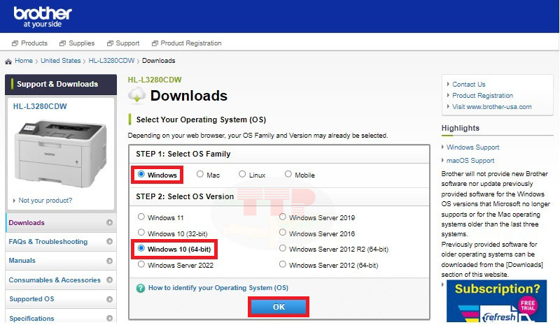 Hướng dẫn tải Driver Brother HL-L3280CDW - Bước 2