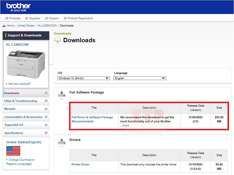 Hướng dẫn tải Driver Brother HL-L3280CDW - Bước 3
