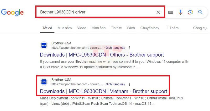 Hướng dẫn tải Driver Brother MFC-L9630CDN - Bước 1