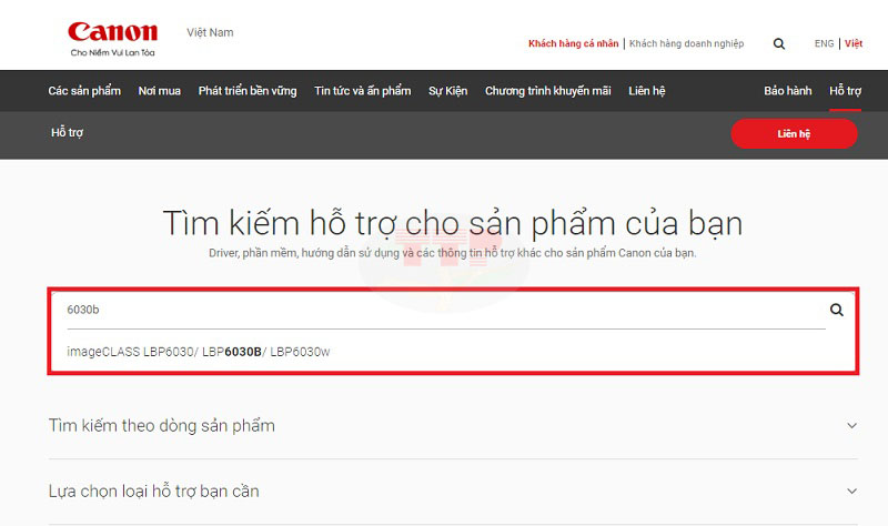 Hướng dẫn tải Driver Canon LBP6030B TTP - Bước 3