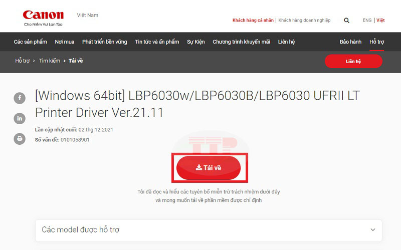 Hướng dẫn tải Driver Canon LBP6030B TTP - Bước 5