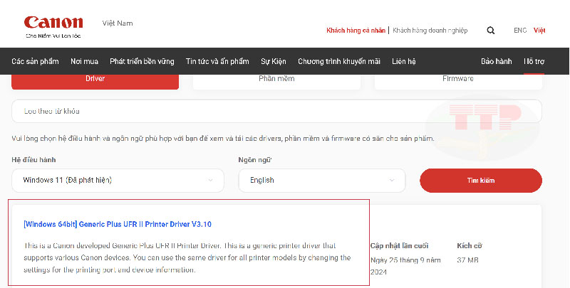 Hướng dẫn tải Driver máy in Canon 122DW TTP - Bước 4