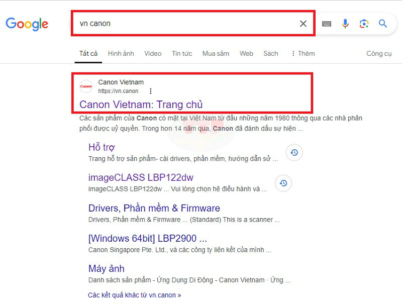 Hướng dẫn tải Driver máy in Canon 121Dn Bước 1