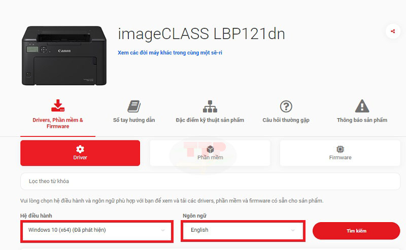 Hướng dẫn tải Driver máy in Canon 121Dn Bước 4