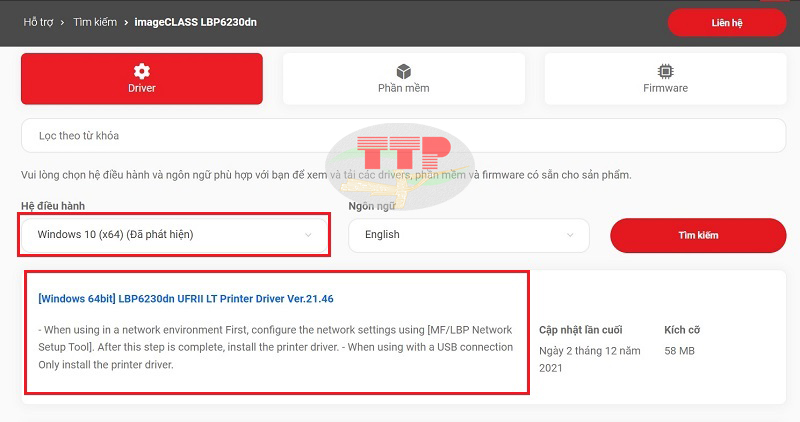 Hướng dẫn tải Driver máy in Canon LBP 6230Dn - Bước 4