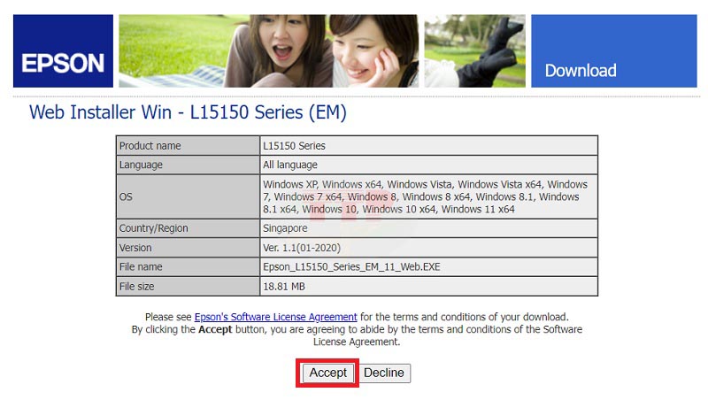 Hướng dẫn tải Driver máy in Epson L15150 - Bước 5