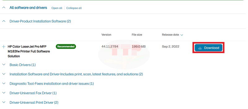 Hướng dẫn tải Driver máy in HP M183Fw - Bước 4