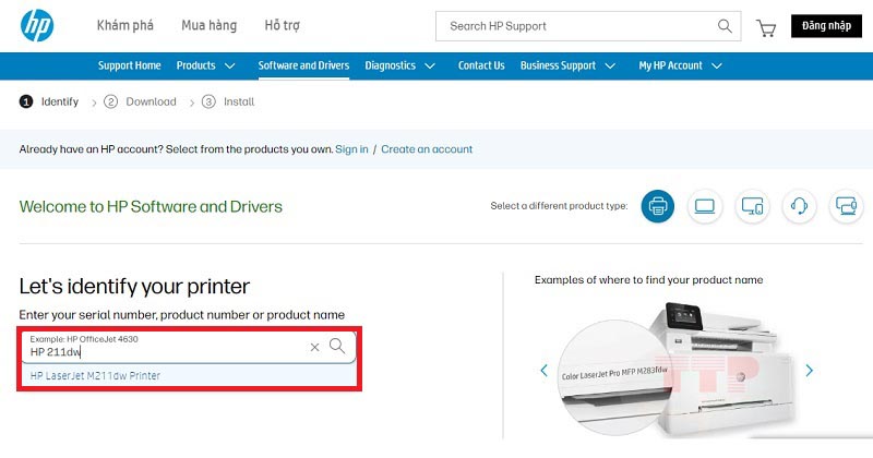 Hướng dẫn tải Driver máy in HP M211Dw - Bước 2