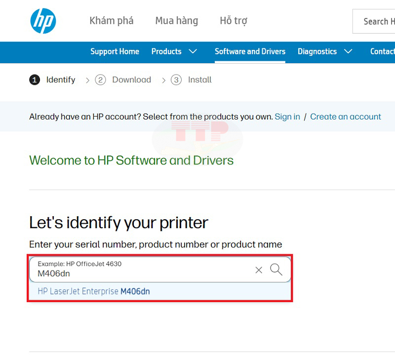 Hướng dẫn tải Driver HP M406Dn - Bước 2